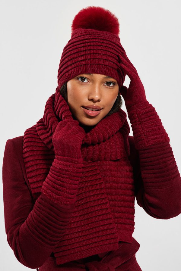 SENTALER GARNET RED ADULT RIBBED SCARF Supply