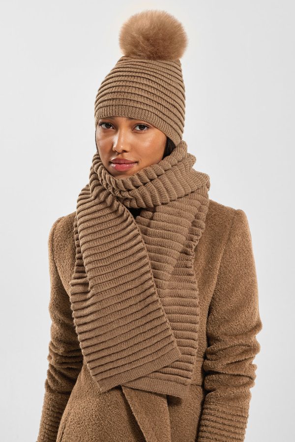 SENTALER DARK CAMEL ADULT RIBBED SCARF Online