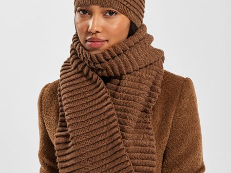 SENTALER CARAMEL ADULT RIBBED SCARF Online now