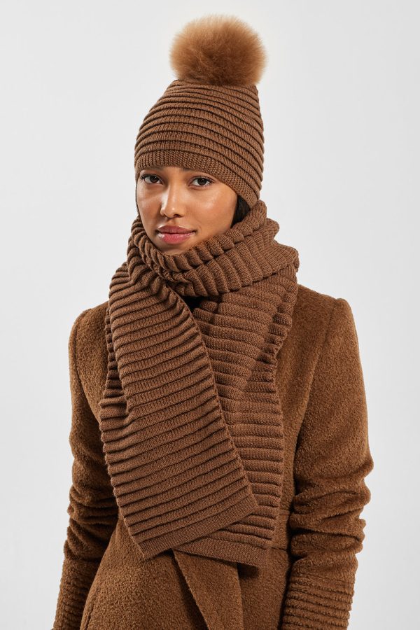 SENTALER CARAMEL ADULT RIBBED SCARF Online now