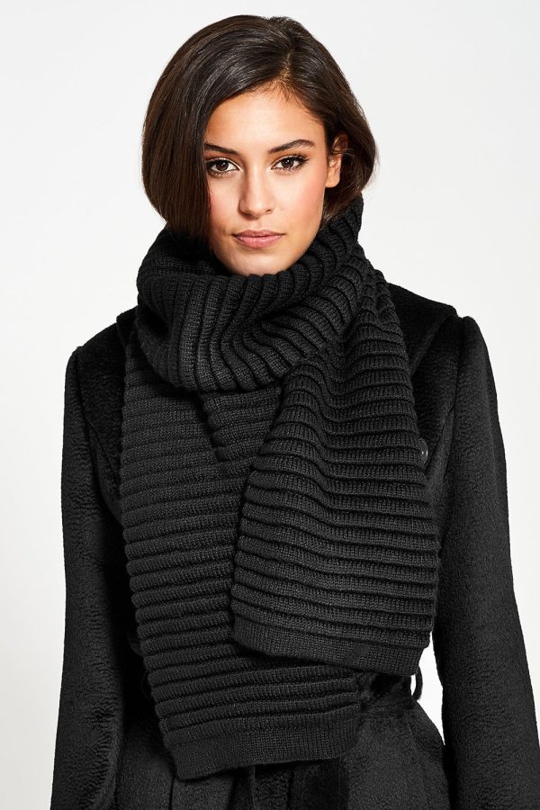 SENTALER BLACK ADULT RIBBED SCARF Hot on Sale