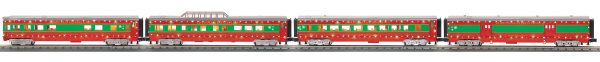 MTH # 30-68266 Christmas 4-Car 60  Streamlined Passenger Set w Colored LED Body Lights Online