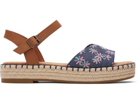 Toms Women Abby Navy Flatform Espadrille Sandal on Sale