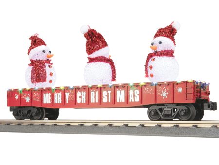 MTH # 30-72247 Christmas Gondola Car w LED Lights & Snowmen   Red Online now