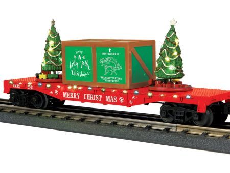 MTH 30-76821 Red Flatcar w  Lighted Christmas Trees Online now