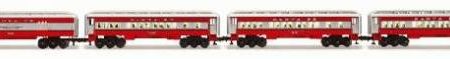 Lionel # 29081 Santa Fe Baby Madison Passenger Car 4-Pack (Red) For Sale