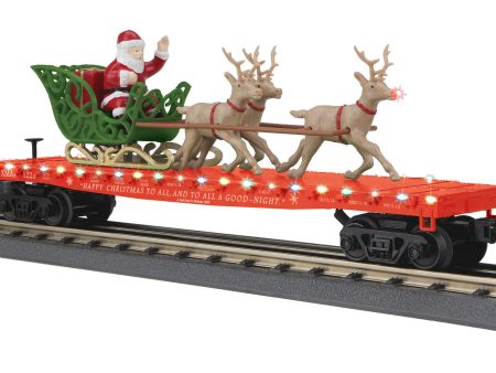 MYH # 30-76861 Christmas Flatcar W Santa Sleigh & Reindeer Red Online now