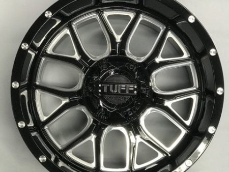 TUFF T-23 GLOSS BLACK W  MILLED SPOKES 18x10 5x127 139.7 ET-19 Set of 4 Wheels ORL Online Hot Sale