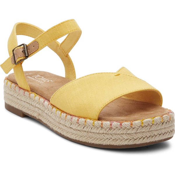 Toms Women Abby Yellow Flatform Espadrille Sandal Cheap