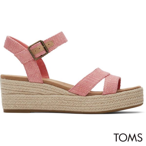 Toms Women Audrey Pink Metallic Wedge Sandal Fashion