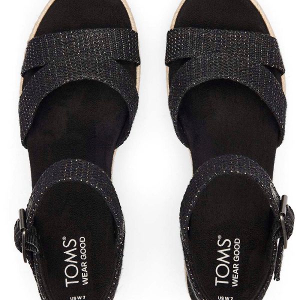 Toms Women Audrey Black Metallic Wedge Sandal Online now