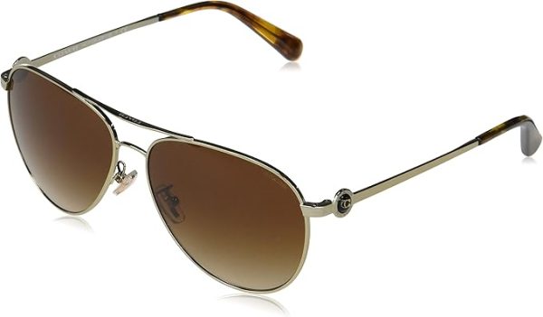 Coach HC7128 Sunglasses, Shiny Light Gold Brown Gradient, 58 mm Discount