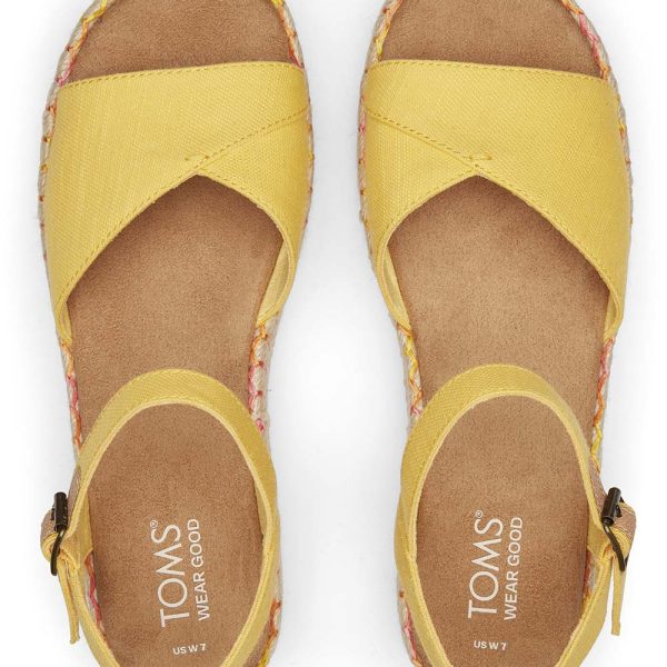 Toms Women Abby Yellow Flatform Espadrille Sandal Cheap