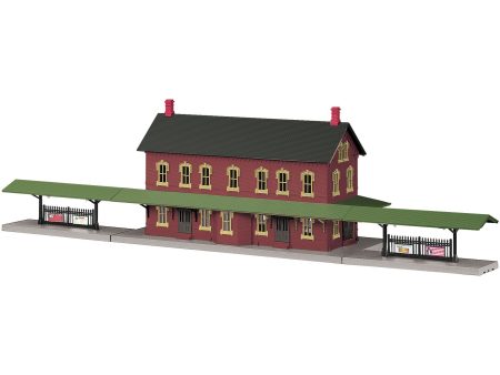 MTH # 30-90094 Dark Red StonePass.Station W Dual Platforms Discount