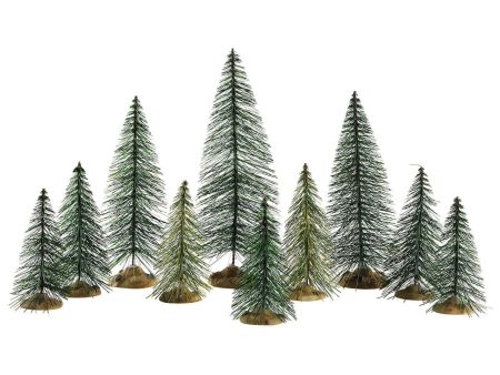 Lemax # 84358 Needle Pine Trees, Set Of 10 Online now