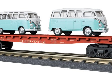 MTH # 30-76678 Illinois Central Flat Car w 2 VW Bus Online Sale