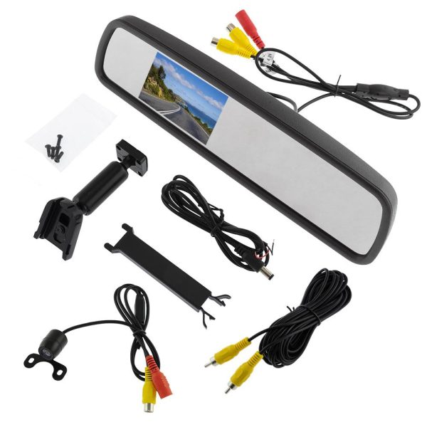 REARVIEW MIRROR WITH 4.3  LCD DISPLAY FOR REVERSE CAMERA WITH SPECIAL MOUNT Online Sale