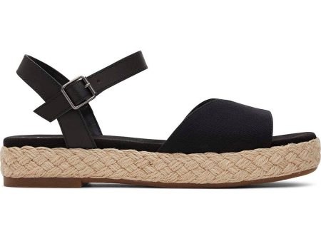 Toms Women Abby Black Flatform Espadrille Sandal Fashion